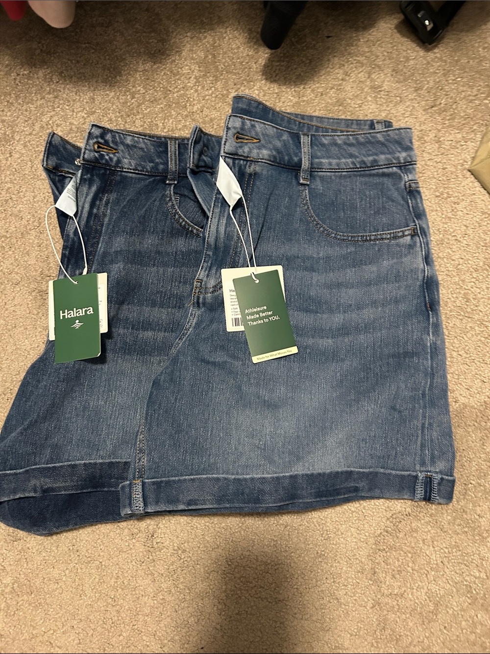 HALARA 5” Medium Wash Denim Shorts (2) New with Tags - Blue